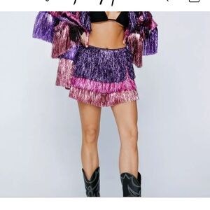 Nasty gal purple fringe sparkly skort